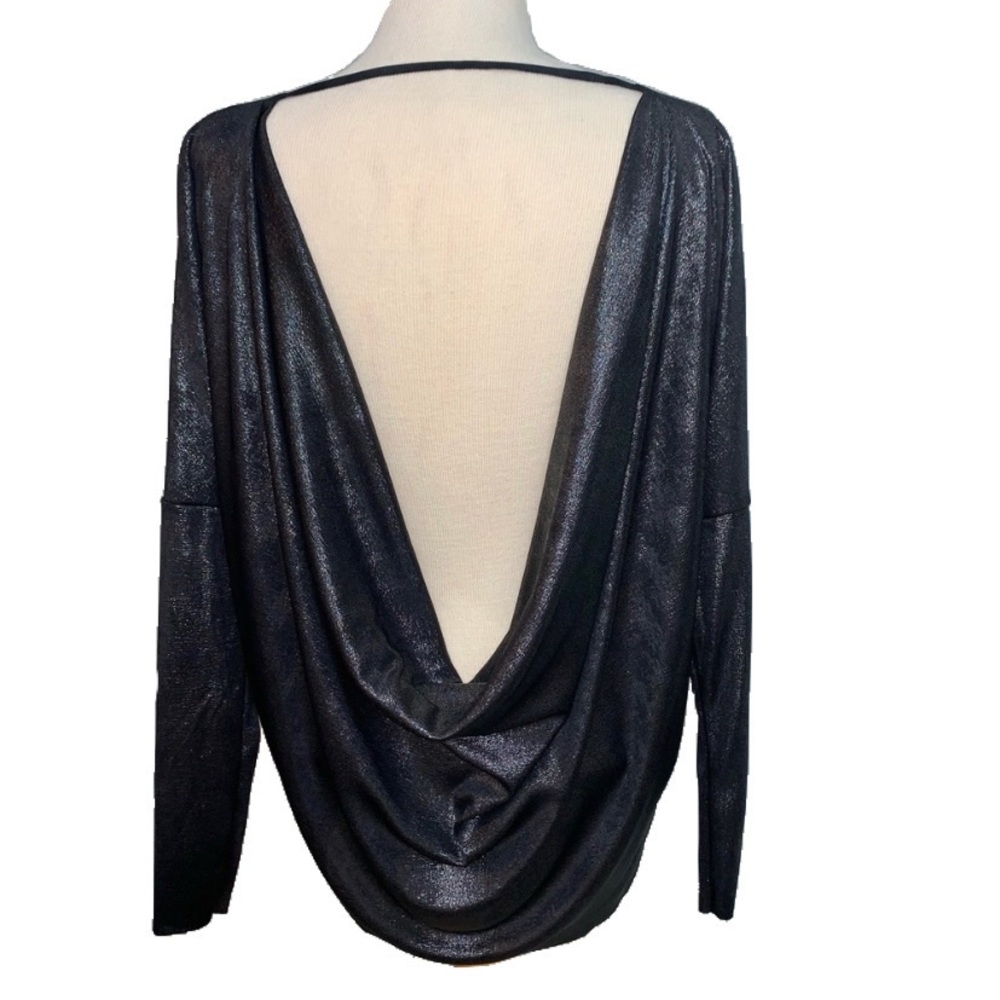 Sexy Gray metallic almost backless blouse